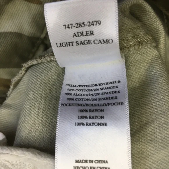 RAILS Light Sage Camo ADLER Button Fly Utility Ankle/Cropped Jeans Pant - Picture 5 of 13